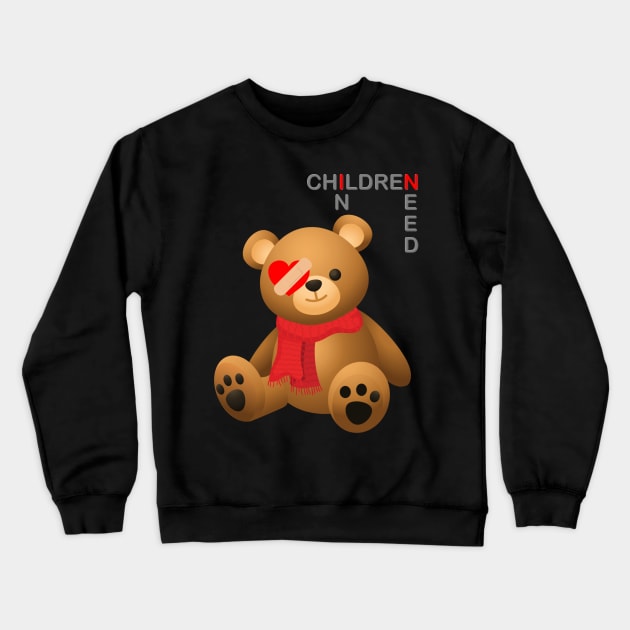 Children In Need,  Pudsey Bear, Tesco Pudsey Bear, Pudsey, Bear, Tesco, Tesco Bear, Tesco Pudsey, pudsey bear Crewneck Sweatshirt by DESIGN SPOTLIGHT